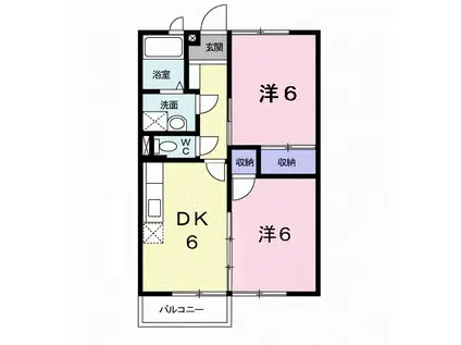 サンスクエア-C(2DK/2階)の間取り写真