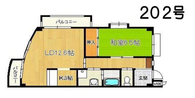 プレジオ滝野(1LDK/2階)の間取り写真