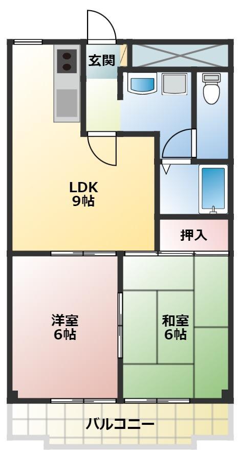 タワーロイヤル(2DK/5階)の間取り写真