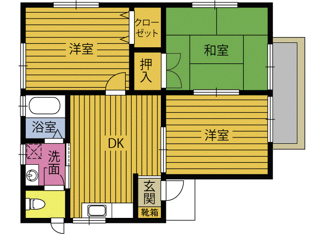 シティ胡月(3DK/1階)の間取り写真