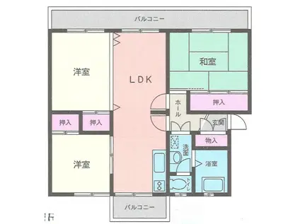 つぐみ団地(3LDK/4階)の間取り写真