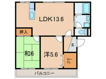 グリシーヌ(2LDK/3階)の間取り写真