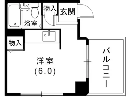 三宮パークハイム(ワンルーム/2階)の間取り写真