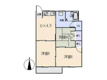 エバーグリーンB(3DK/2階)の間取り写真