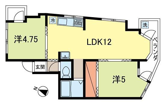 リレント新宿(2LDK/3階)の間取り写真