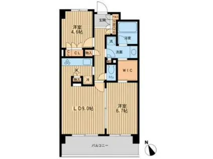 HF若林公園レジデンス(2LDK/5階)の間取り写真