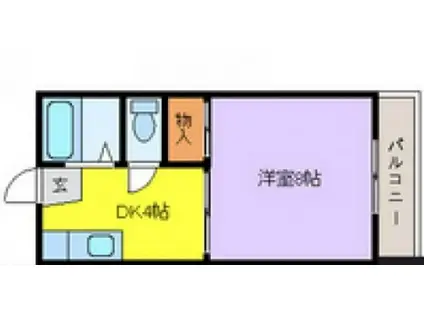 ＪＲ山陽本線 向洋駅 徒歩24分 2階建 築33年(1K/1階)の間取り写真
