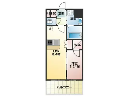 エスリードレジデンス都島ノース(1DK/3階)の間取り写真