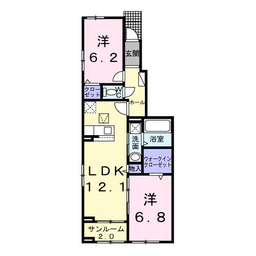 アルバ 涼(2LDK/1階)の間取り写真