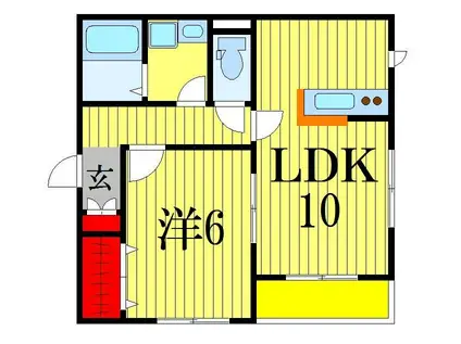 QUARTET(1LDK/2階)の間取り写真