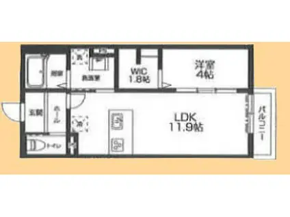 ラシーネ越後山壱番館(1LDK/1階)の間取り写真