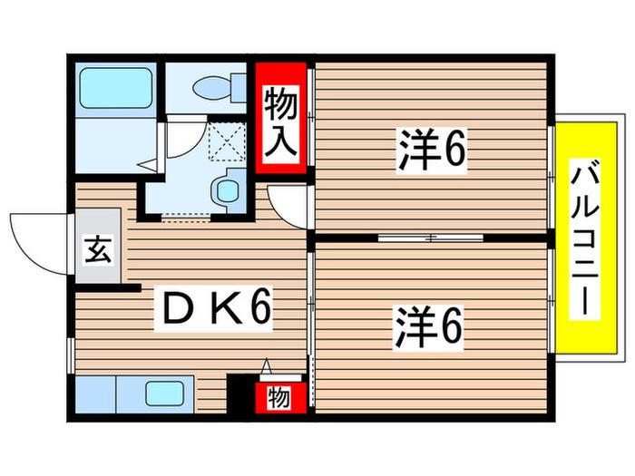 ルミエールC(2DK/2階)の間取り写真