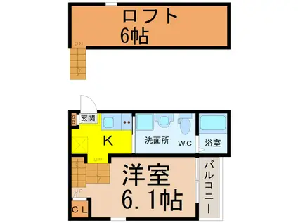 ボンヌール枇杷島(1K/2階)の間取り写真