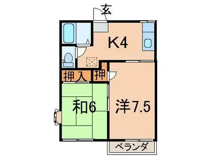 ハウス泉(2K/2階)の間取り写真