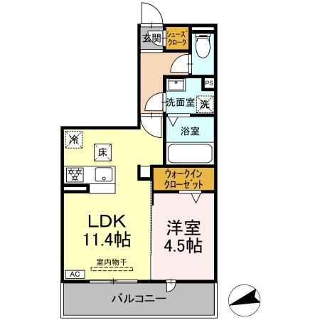 D-HILLS佐藤III(1LDK/1階)の間取り写真