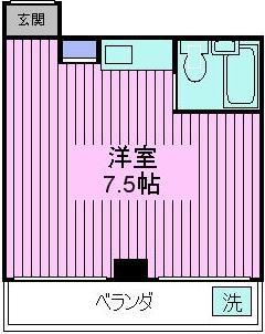 ミドリハイツ(ワンルーム/4階)の間取り写真