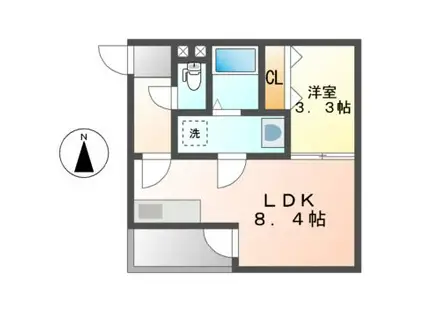 KATZE志賀本通(1LDK/2階)の間取り写真