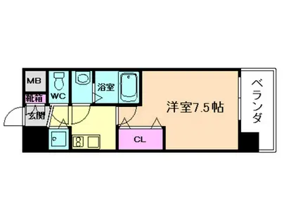 スワンズシティ梅田シエロ(1K/7階)の間取り写真