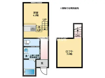 サンキエム(1SK/1階)の間取り写真