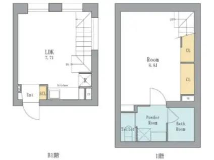 LEGALAND西五反田(1LDK/B1階)の間取り写真