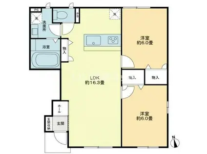 インスパイア(2LDK/1階)の間取り写真