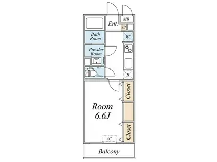 ガーデンアステリア 西千葉(1K/1階)の間取り写真