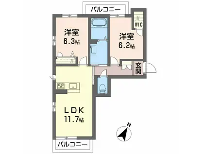 ベレオ リラフォート(2LDK/3階)の間取り写真