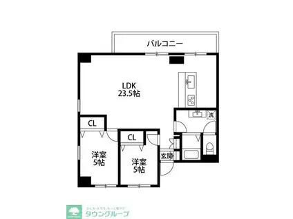 白樺フラッツ(2LDK/5階)の間取り写真