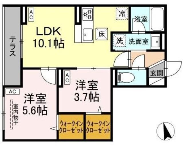 セレスティア東葛西 VI(2LDK/1階)の間取り写真
