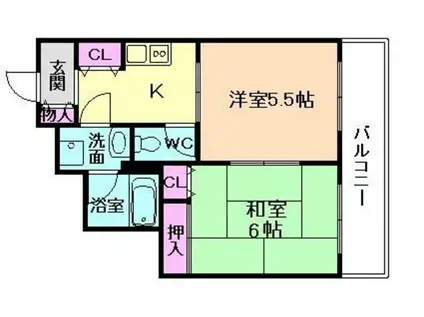 エトワール北梅田(2K/7階)の間取り写真