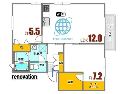 クレール山ノ代 B棟(2LDK/2階)の間取り写真