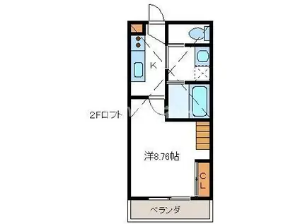 ソフィアヒルズ(1K/2階)の間取り写真