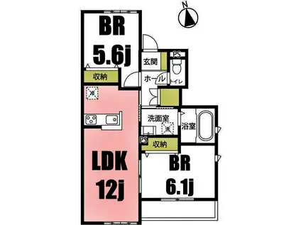 BELL COLLINE(2LDK/1階)の間取り写真