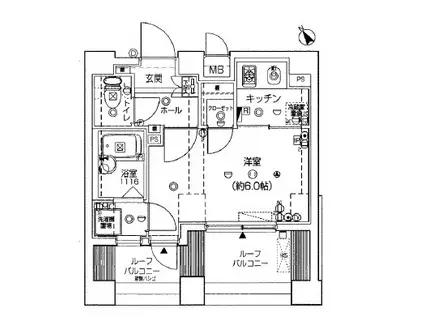 スパシエルクス門前仲町(1K/8階)の間取り写真