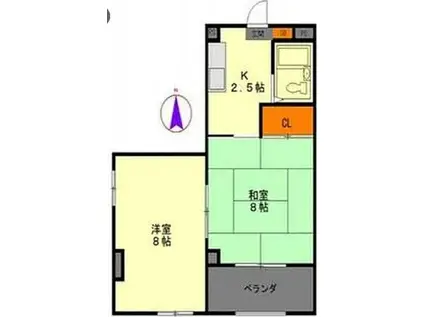 メゾンミフク(2K/4階)の間取り写真