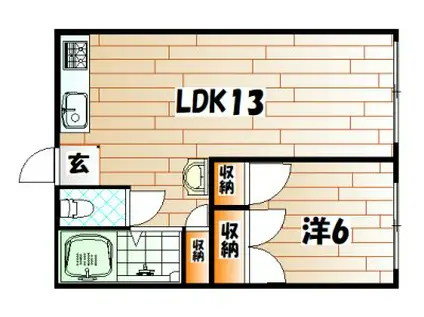 コーポラリグラス(1LDK/1階)の間取り写真