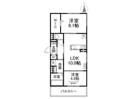 ヌーベル・ヴィ―侍従池(2LDK/3階)の間取り写真