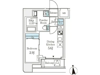 クラリティア文京湯島(1DK/2階)の間取り写真