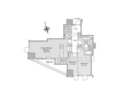 三田ガーデンヒルズ ノースヒル(2LDK/7階)の間取り写真