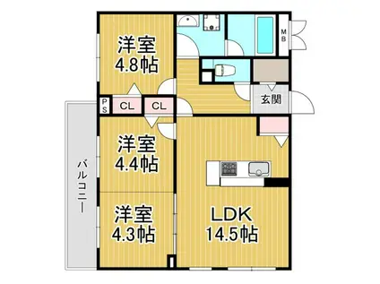 ブライトガーデン(3LDK/2階)の間取り写真