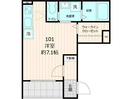 メゾン ド ココルソレイユ(ワンルーム/1階)の間取り写真