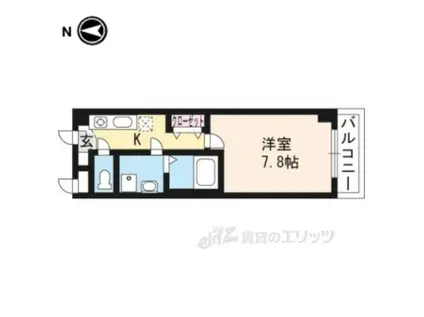 ソレイユ北山(1K/1階)の間取り写真