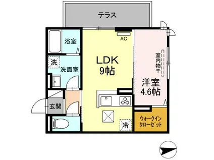 ラ・レコルトII(1LDK/1階)の間取り写真