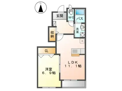 オデッセイ(1LDK/1階)の間取り写真