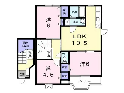 ジャン・ピュールII(3LDK/2階)の間取り写真