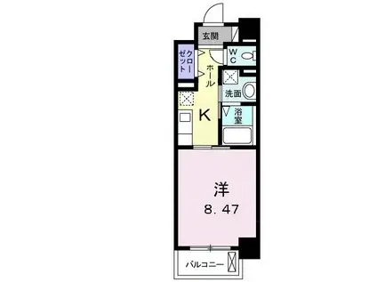 クラール花ノ宮(1K/6階)の間取り写真