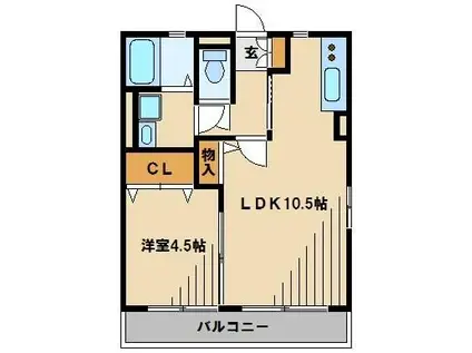 SUNHEIMナカトミ(1LDK/2階)の間取り写真