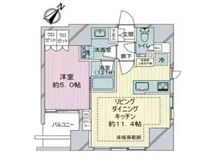 オープンレジデンシア千代東神(1LDK/6階)の間取り写真