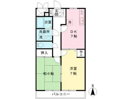 京王ラフィネ東府中(2DK/2階)の間取り写真
