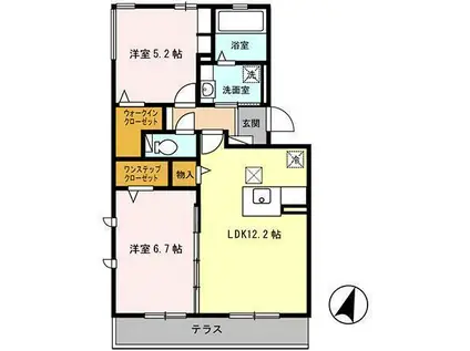 クレッセント・スクエアⅠ(2LDK/3階)の間取り写真